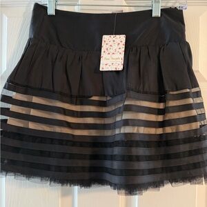 Free People Black Striped Mesh Mini Skirt